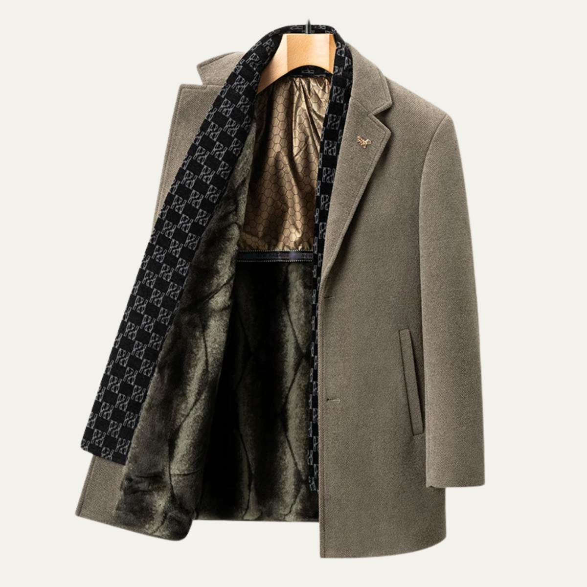 The Brighton Men's Warm Fur Lined Winter Coat with Scarf