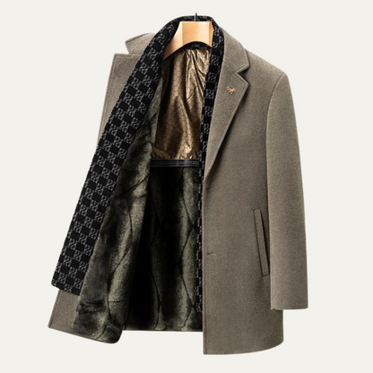 The Brighton Men's Warm Fur Lined Winter Coat with Scarf