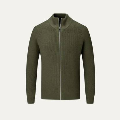 The Four Seasons Merino Wool Knitted Zip Cardigan Sweater for Men