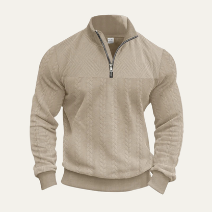 The Willowridge Men's Warm Jacquard Pattern Half Zip Knit Sweater