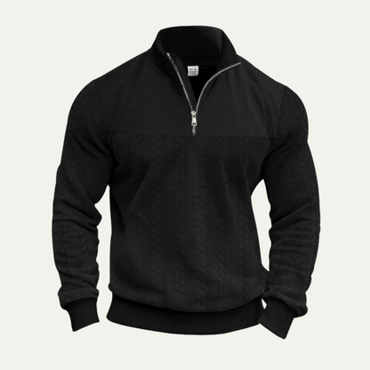 The Willowridge Men's Warm Jacquard Pattern Half Zip Knit Sweater
