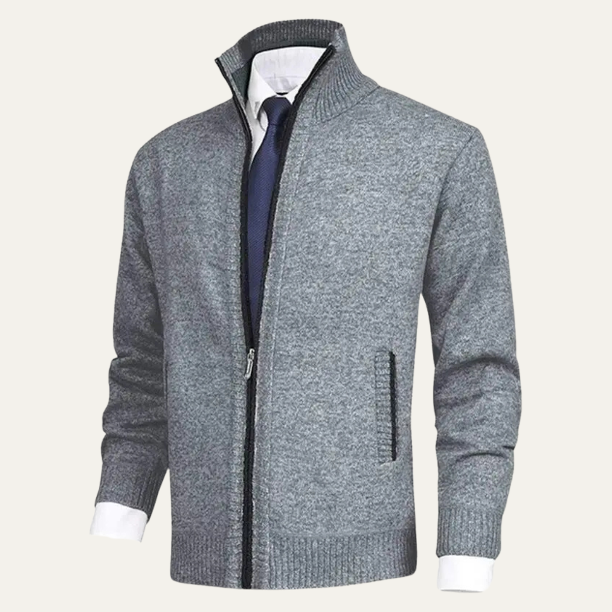 The Manarola Men's Winter Thick Knitted Fleece Full Zip Cardigan