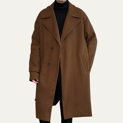 The Woolwich Men’s Smart Camel Wrap Wool Coat with Belt
