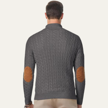 The Stamford Men's Cable Knit Collar Stand Sweater