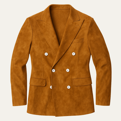The Marsala Men’s Double Breasted Suede Smart Casual Blazer
