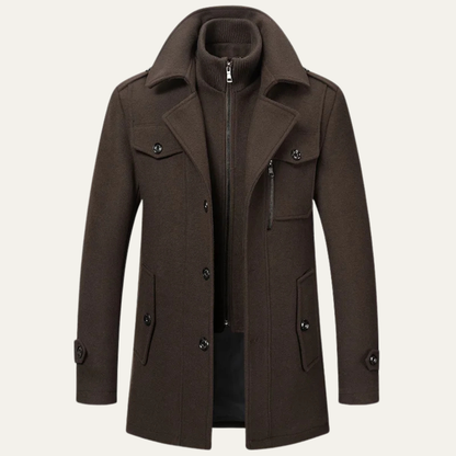 The Kensington Men’s Double Collar Business Wool Trench Coat
