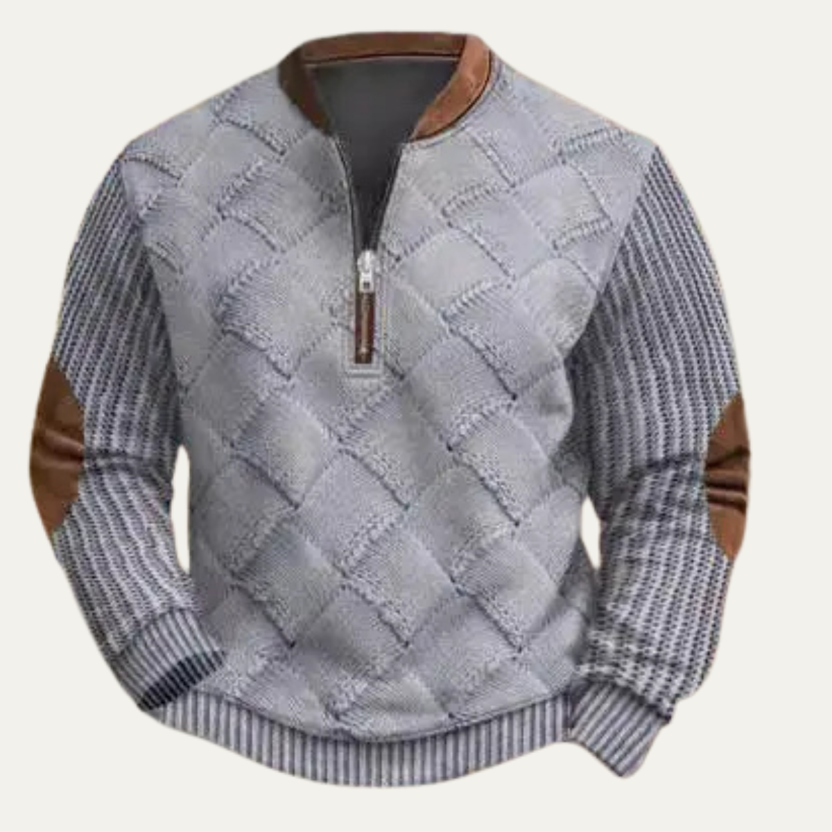 The Glenpark Men's Casual Knit Patterned Half Zip Sweater