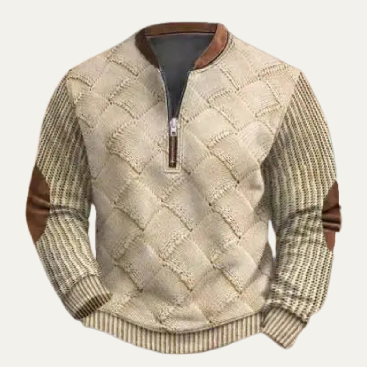 The Glenpark Men's Casual Knit Patterned Half Zip Sweater