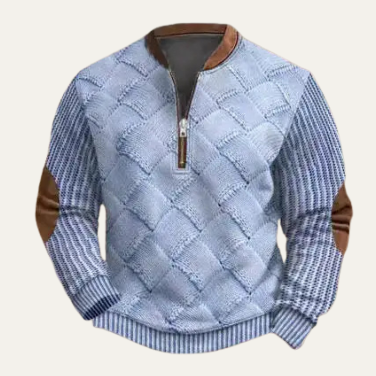The Glenpark Men's Casual Knit Patterned Half Zip Sweater