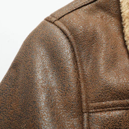 The Amelia Men’s Warm Casual Leather Sherpa Jacket