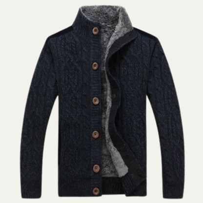 The Maplewood Men’s Winter Fleece Lined Wool Cardigan
