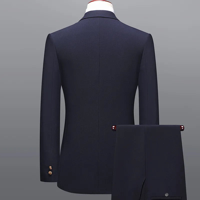 Men's Double-Breasted Suit – Stylish Two-Piece Ensemble for Weddings & Formal Events