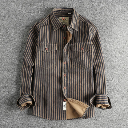 The Stratford Hill Men’s Retro Casual Button Up Striped Shirt