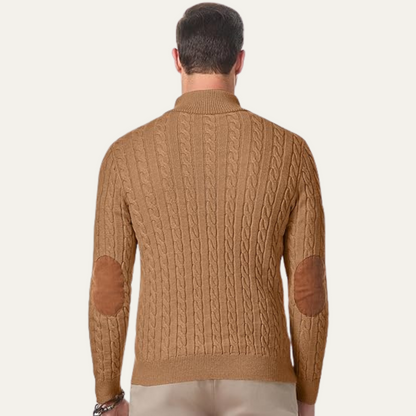 The Stamford Men's Cable Knit Collar Stand Sweater
