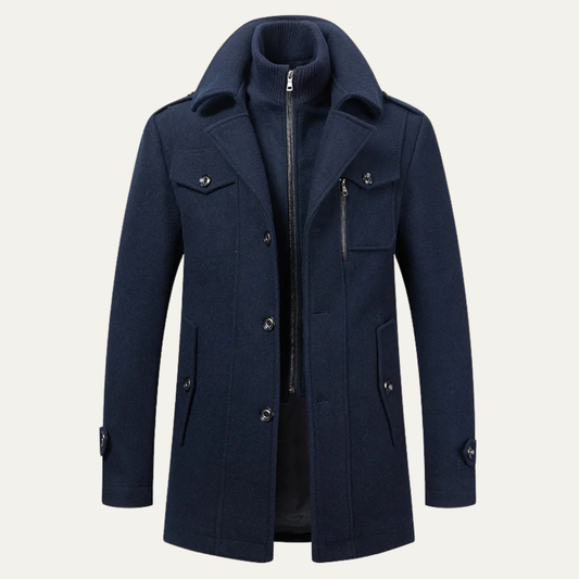 The Kensington Men’s Double Collar Business Wool Trench Coat