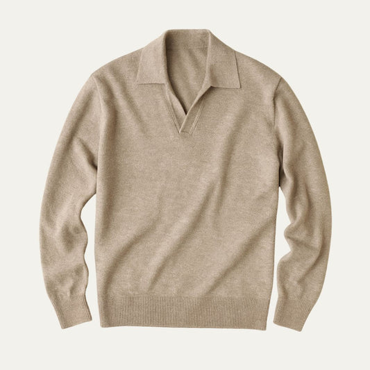 The Venice Cotton V Neck Polo Shirt for Men - Old Money Style