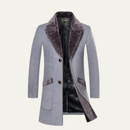 The Pinebrook Men’s Winter Slim Fit Long Jacket with Fur Lapel