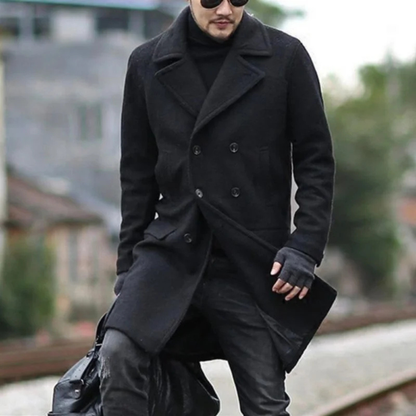 The Ancona Men’s Double Breasted Wool Trench Coat with Pockets