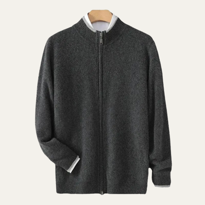 The Antibes Men’s Soft Warm Winter Cashmere Knit Zip Up Cardigan