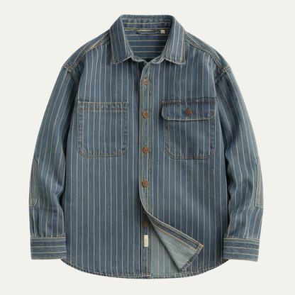 The Rivercrest Men’s Vintage Heavy Cotton Casual Striped Shirt