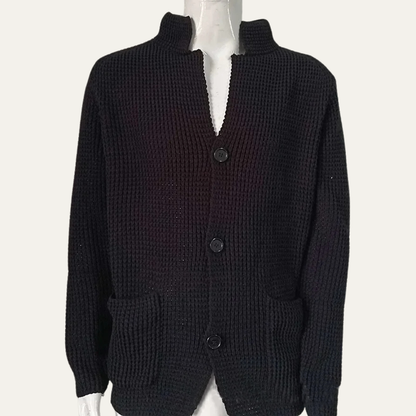The Whitfield Men's Trendy Stand Collar Knitted Button Cardigan