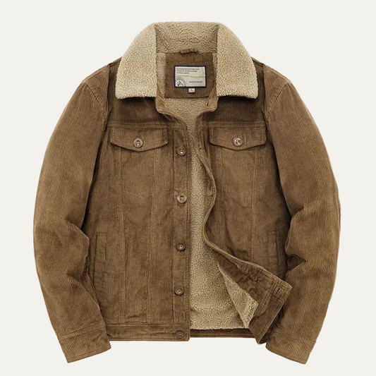The Ponsacco Men’s Corduroy Fleece Lined Winter Jacket with Sherpa Collar