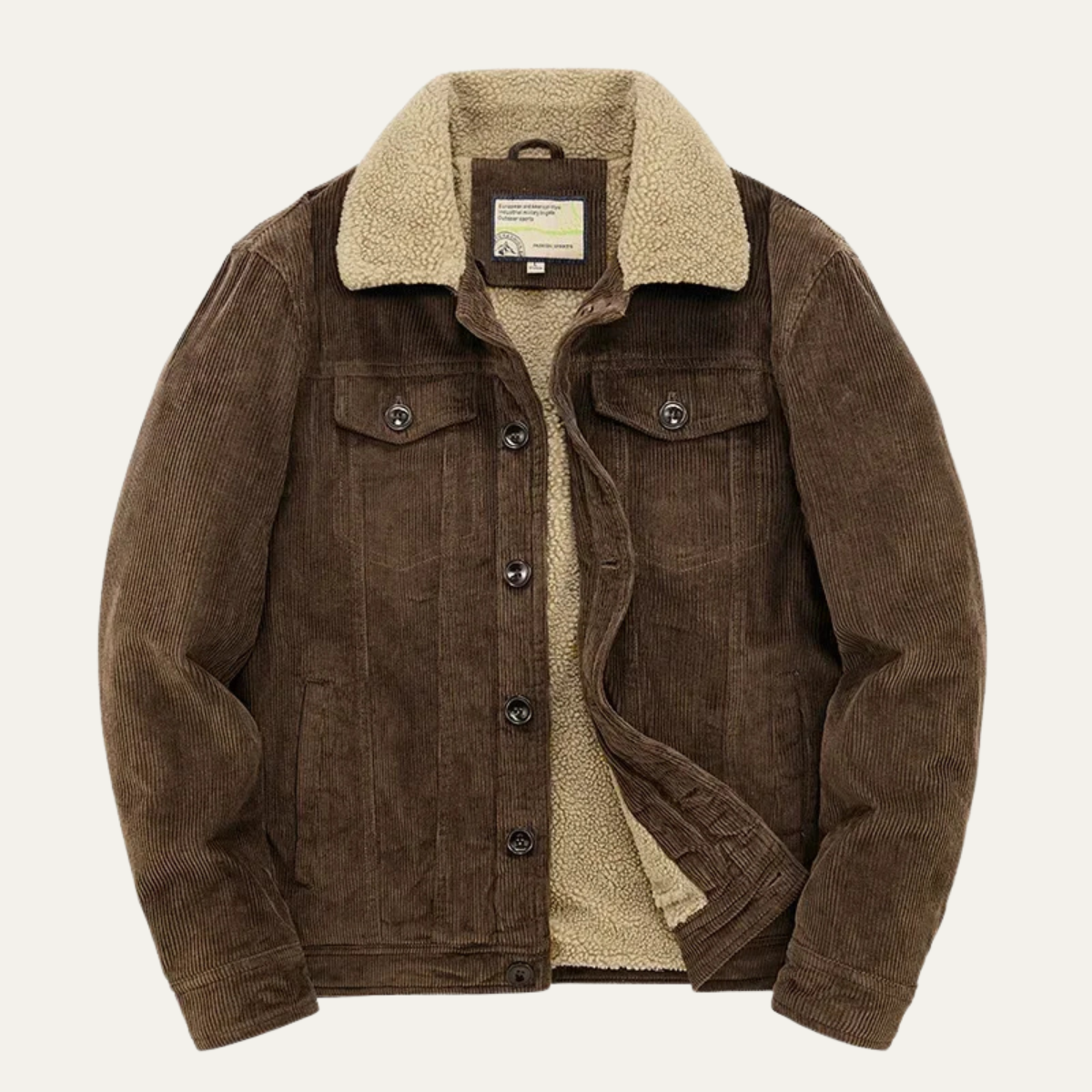 The Ponsacco Men’s Corduroy Fleece Lined Winter Jacket with Sherpa Collar