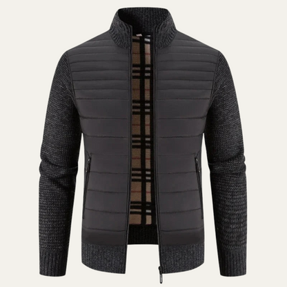 The Bordeaux Men’s Winter Bomber Jacket with Knit Sleeves