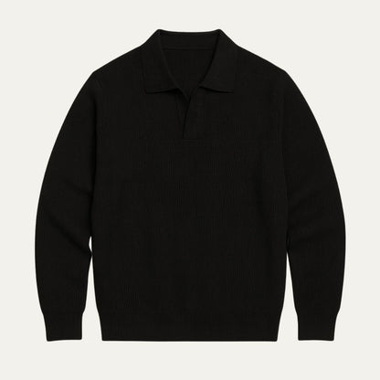 The Portofino Knitted Long Sleeve Polo Sweater for Men - Open Collar