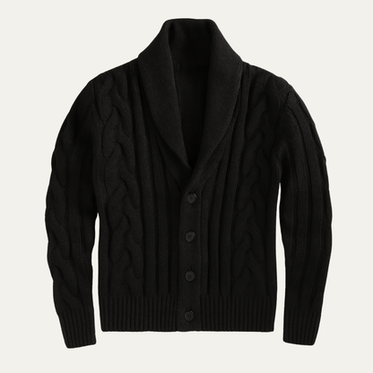 The Florence Men’s Winter Button Up Cable Knit Shawl Collar Cardigan