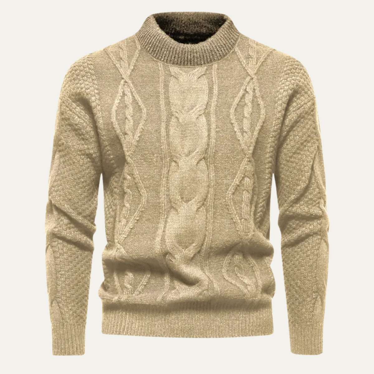 The Windwood Men’s Cable Winter Casual Round Neck Knit Sweater
