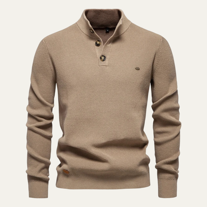 The Vulcano Men's Mock Neck Button Up Turtleneck Sweater