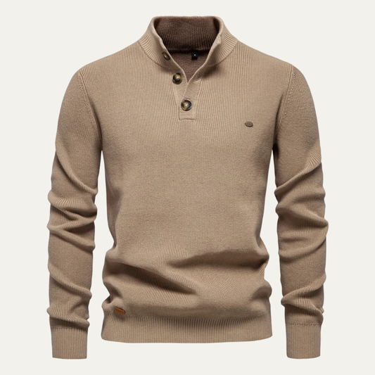 The Vulcano Men's Mock Neck Button Up Turtleneck Sweater