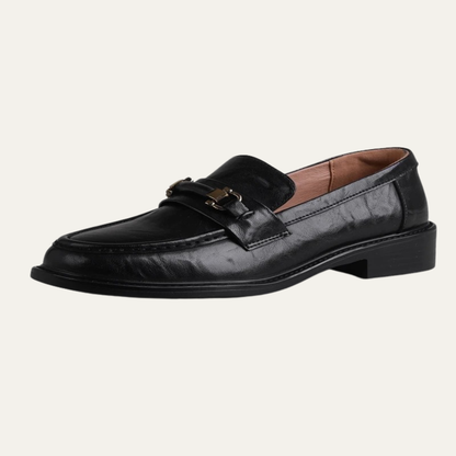 The Montepulciano Men’s Classic Slip On Leather Loafers with Metal Buckle