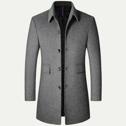 The Alderney Men's Elegant Warm Long Wool Blend Coat