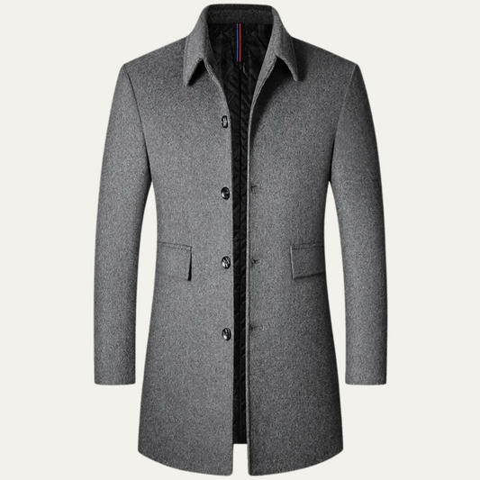 The Alderney Men's Elegant Warm Long Wool Blend Coat