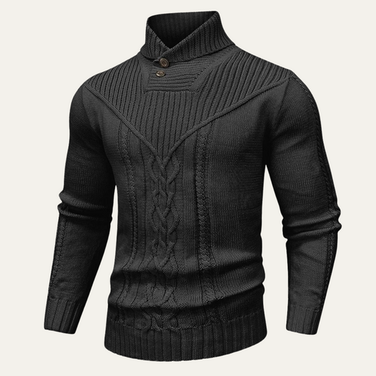 The Stockbridge Men’s Ribbed Knit Button Neck Winter Sweater