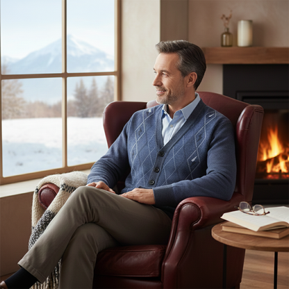 The Barra Men’s V Neck Knit Cardigan with Pockets