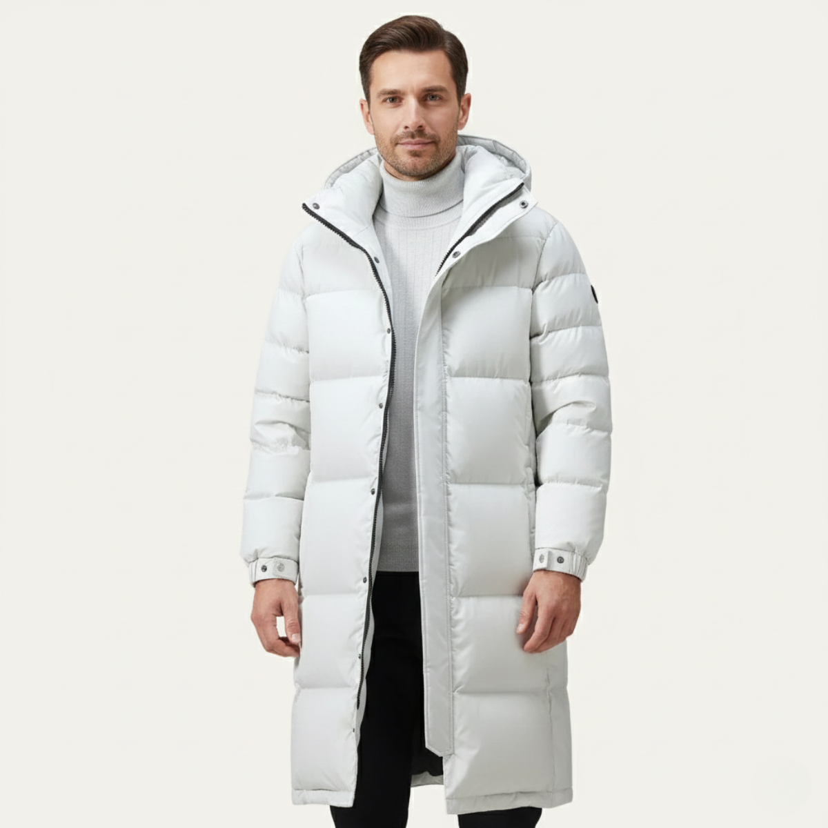 The Westminster Men’s Hooded Longline Black Puffer Coat