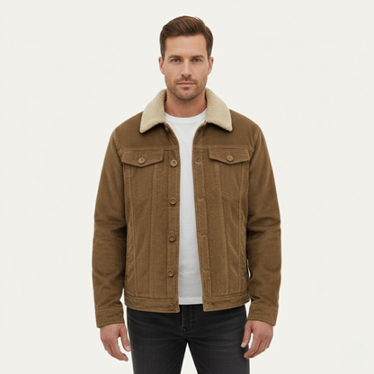 The Ponsacco Men’s Corduroy Fleece Lined Winter Jacket with Sherpa Collar
