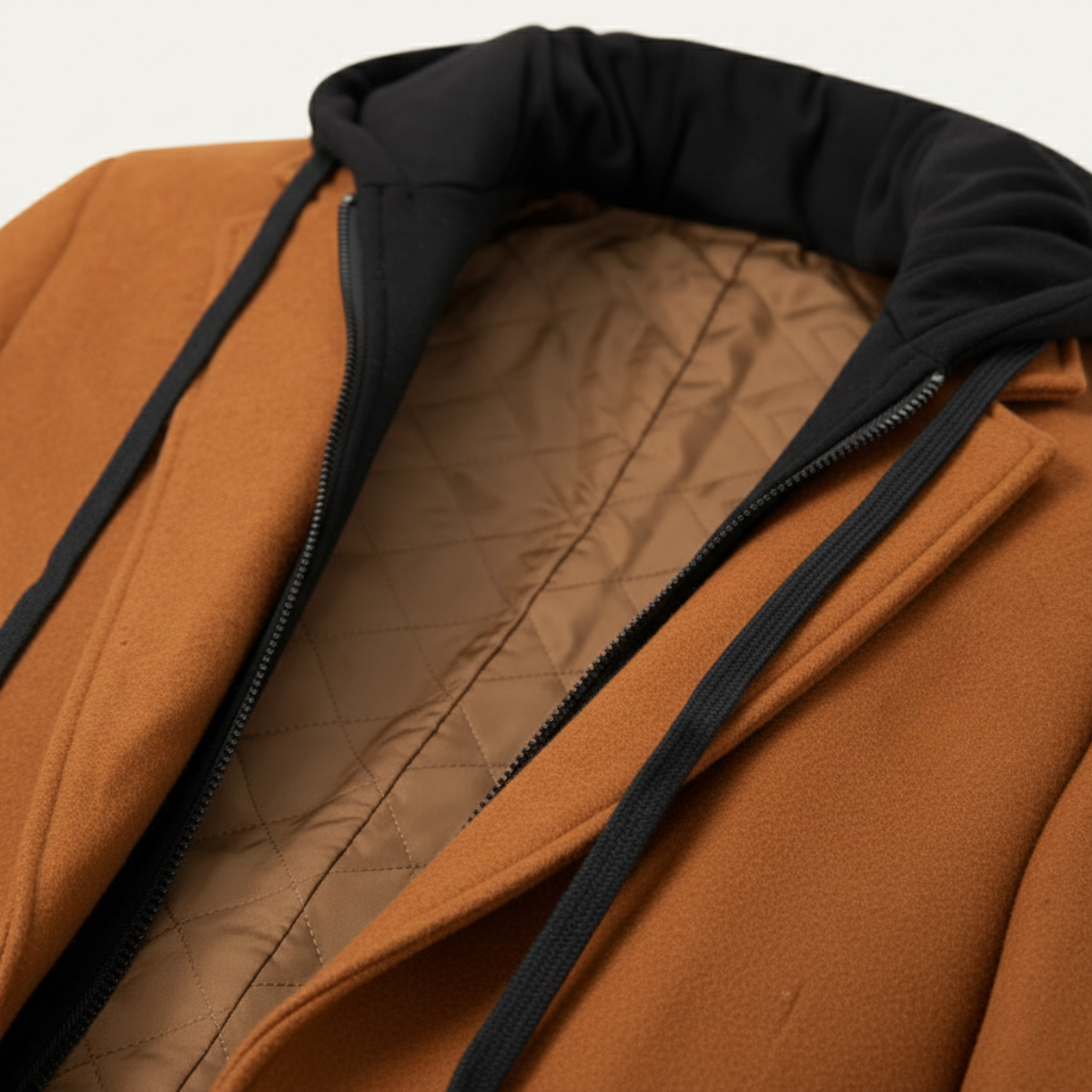 The Arundel Men's Hooded Wool Overcoat with Quilted Lining