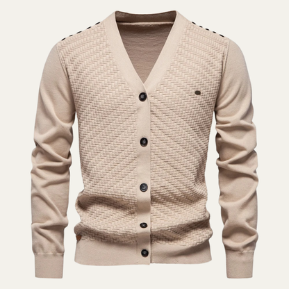 The Forio Men’s Textured Knit V Neck Button Cardigan