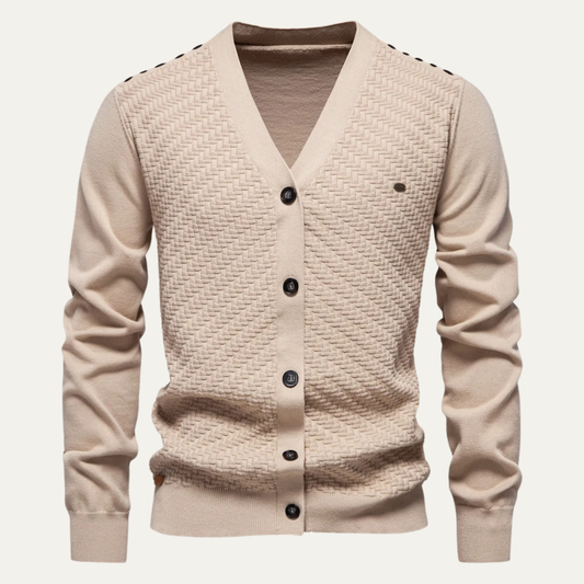 The Forio Men’s Textured Knit V Neck Button Cardigan