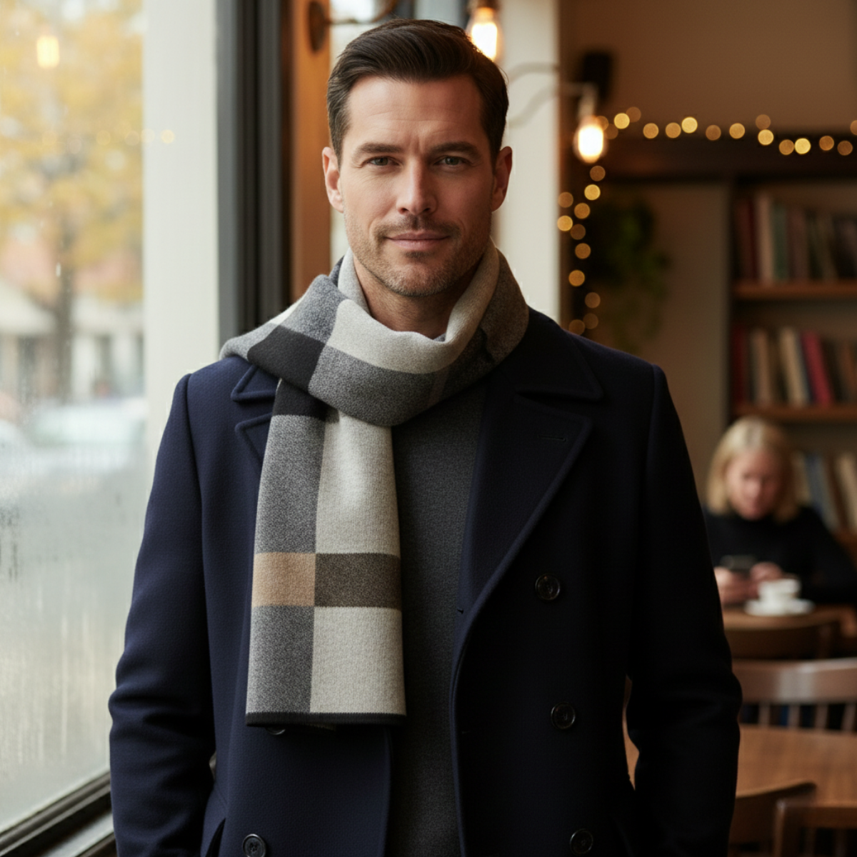 The Highgate Men's Classic Knit Plaid Scarf