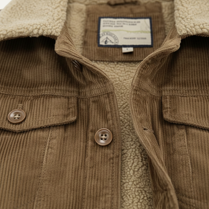 The Ponsacco Men’s Corduroy Fleece Lined Winter Jacket with Sherpa Collar