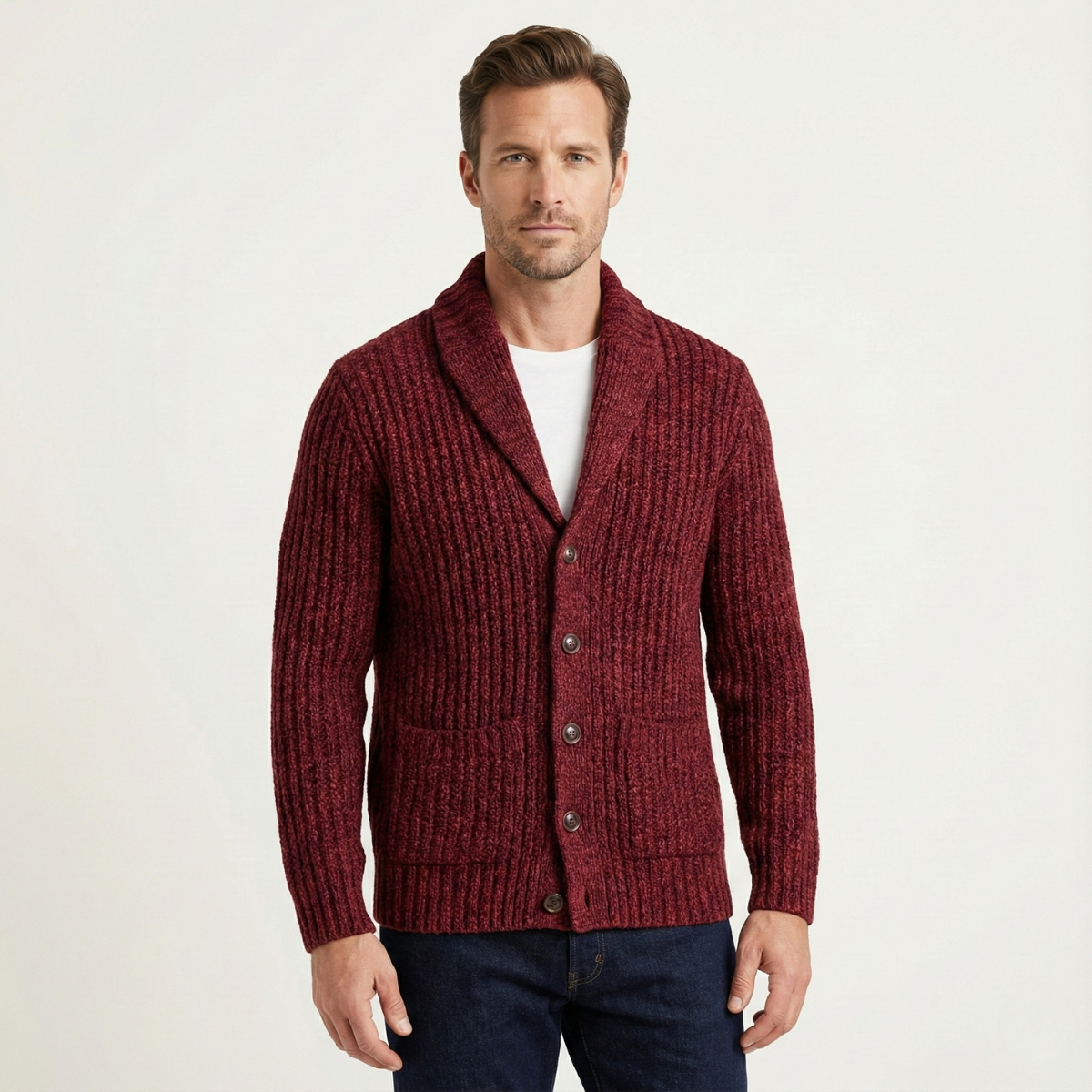 The Montpellier Men’s Chunky Knit Shawl Collar Cardigan