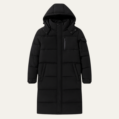 The Woking Men’s Thermal Longline Black Puffer Coat with Hood