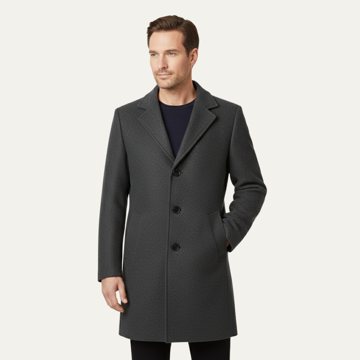 The Wilshire Men's Long Double Breasted Wool Blend Smart Overcoat