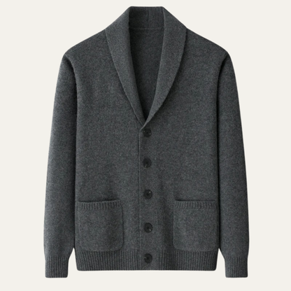 The Serravalle Men’s Button Up Knit Cashmere Shawl Collar Cardigan