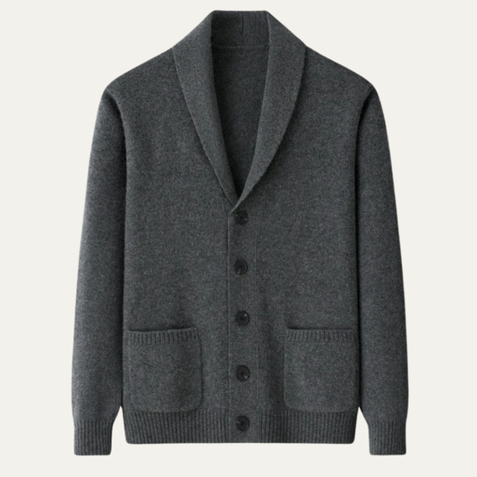 The Serravalle Men’s Button Up Knit Cashmere Shawl Collar Cardigan